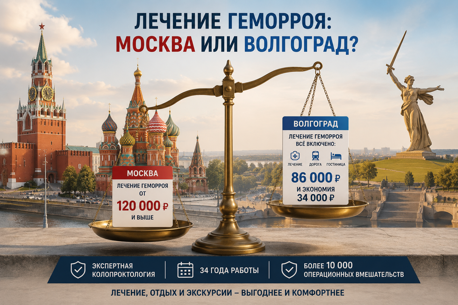 Лечение геморроя в Москве или поездка в Волгоград: мы сравнили цены и посчитали расходы
